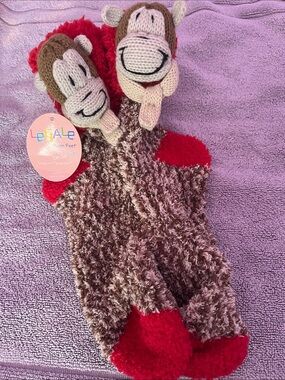 Legale Red & Brown Monkey Plush Women's Socks